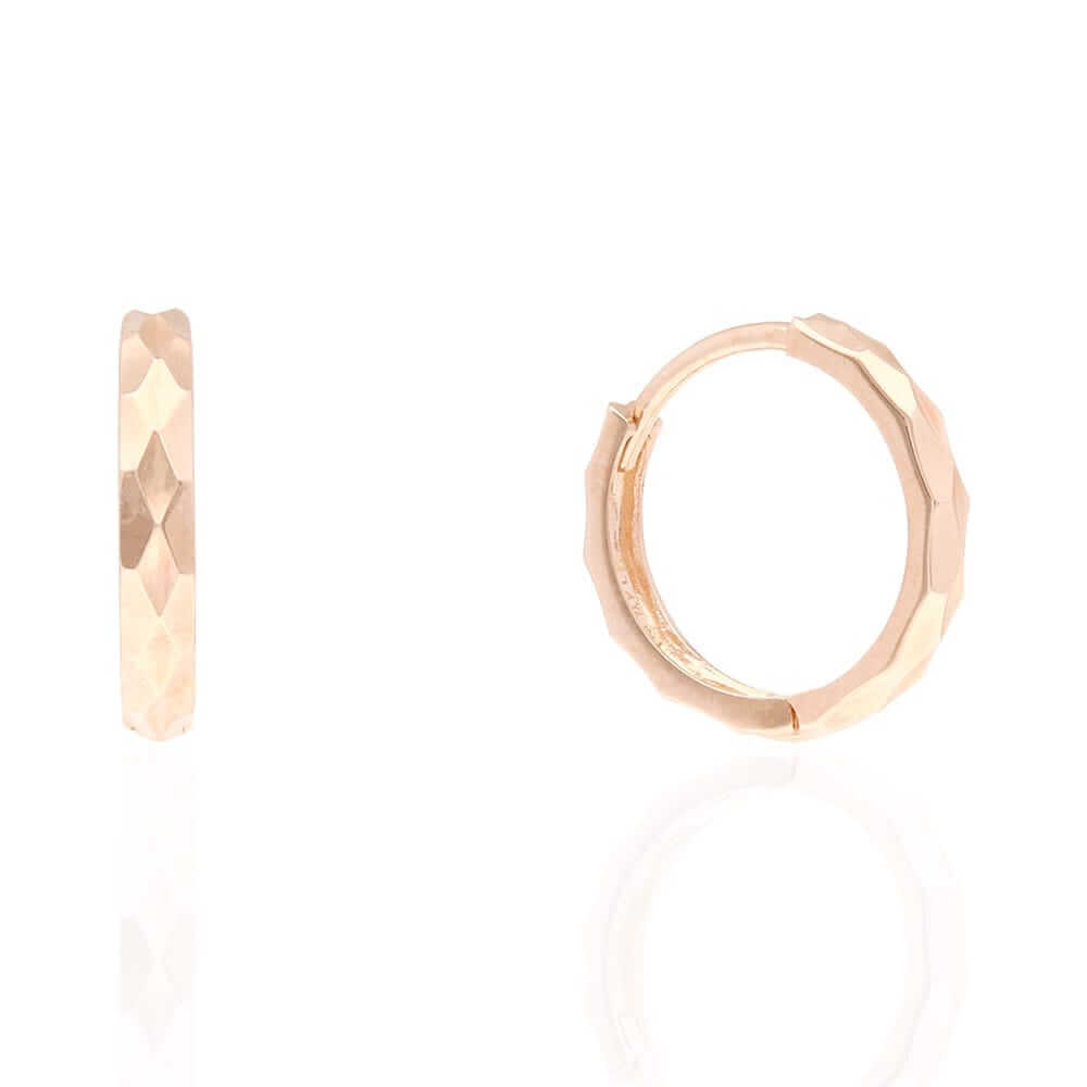 14k Gold Hoop Earrings 12mm Hinged Snapback Yellow Gold, Rose Gold & White Gold