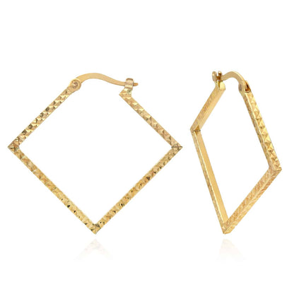14K Gold Diamond-Cut Square Hoop Earrings 31mm