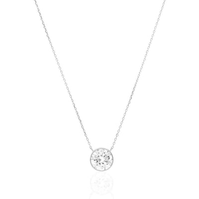 14K Gold 2CT CZ Bezel Solitaire Adjustable Necklace 16"-18"