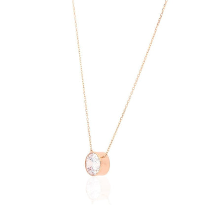 14k Gold 2CT CZ Bezel Solitaire 16"-18" Adj. Pendant Necklace