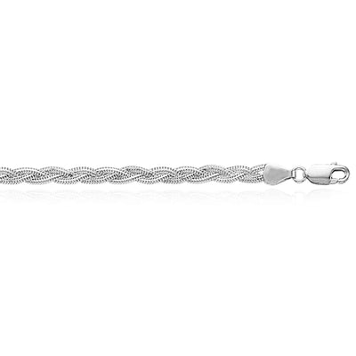 14K Yellow White Gold 3.5mm Textured Braided Fox Anklet (Hollow) 10" - WJD Exclusives