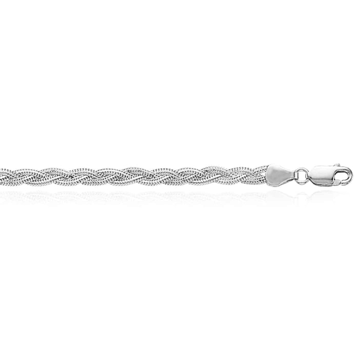 14K Yellow White Gold 3.5mm Textured Braided Fox Anklet (Hollow) 10" - WJD Exclusives