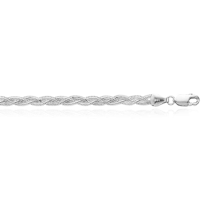 14K Yellow White Gold 3.5mm Textured Braided Fox Necklace (Hollow) 18" - WJD Exclusives