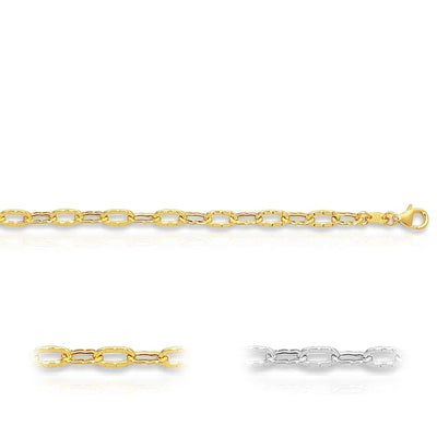 14K Yellow White Gold 3.5mm Textured Cable Anklet (Hollow) 10" - WJD Exclusives