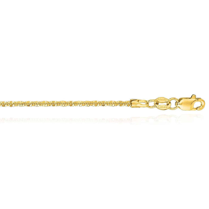 14K Yellow White Gold 1.5mm Diamond - Cut Sparkle Twisted Anklet (Hollow) 10" - WJD Exclusives