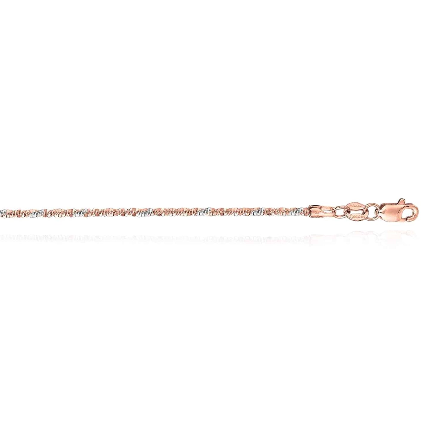 14K Gold Yellow White Rose 1.5mm Diamond-Cut Chain Sparkle Chain 16"-20"