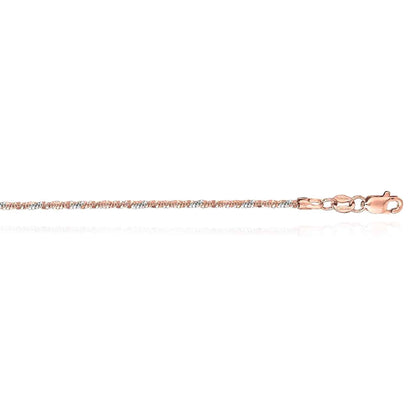 14K Gold Yellow White Rose 1.5mm Diamond-Cut Chain Sparkle Chain 16"-20"