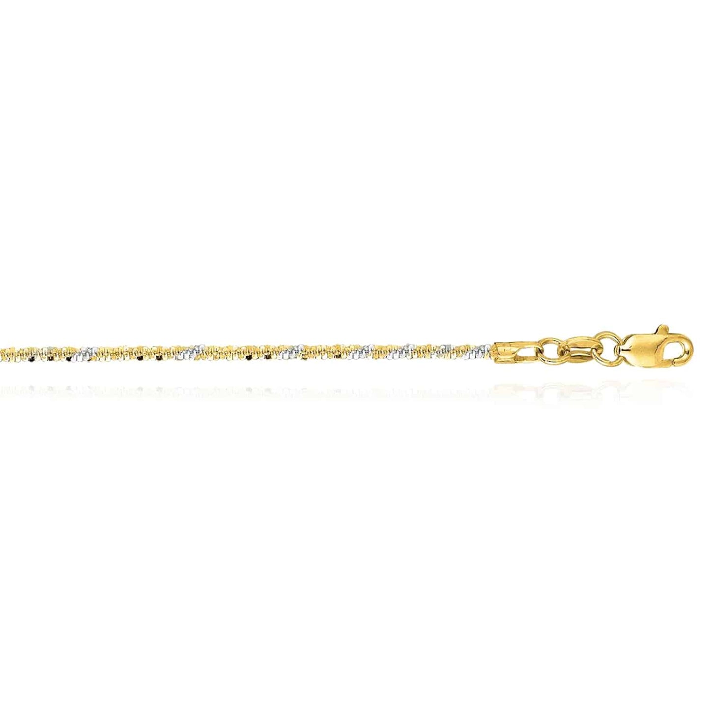 14K Gold Yellow White Rose 1.5mm Diamond-Cut Chain Sparkle Chain 16"-20"