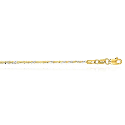 14K Gold Yellow White Rose 1.5mm Diamond-Cut Chain Sparkle Chain 16"-20"