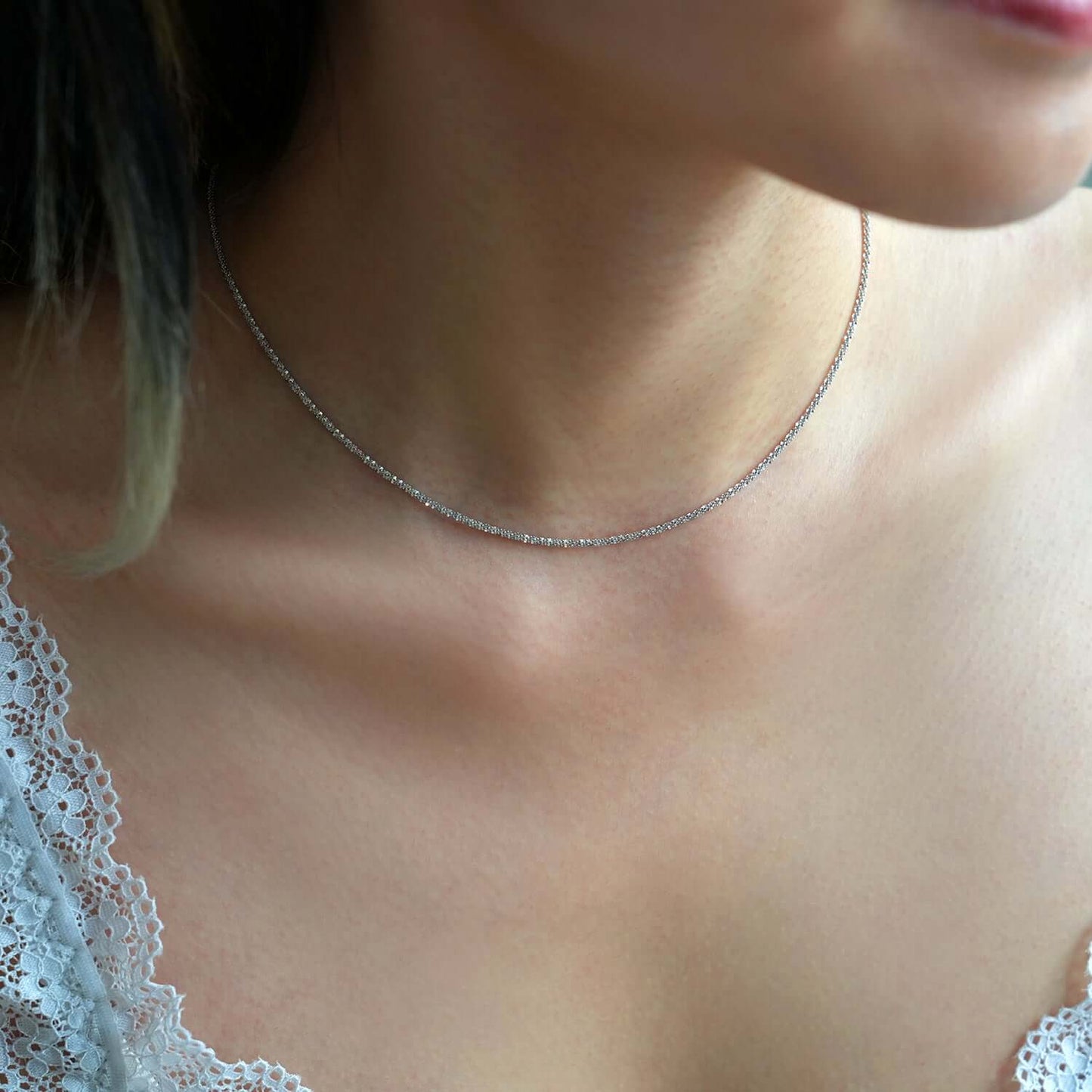 14K Gold Yellow White Rose 1.5mm Diamond-Cut Chain Sparkle Chain 16"-20"