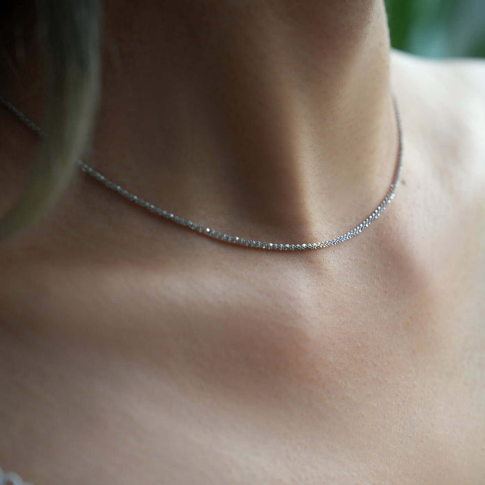 14K Yellow White Rose Gold 1.5mm Diamond - Cut Sparkle Chain (Hollow) 16" - 20" - WJD Exclusives