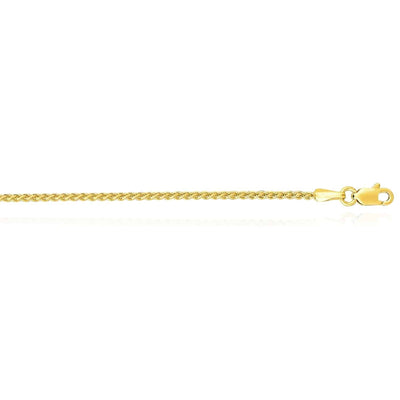 14K Gold 1.5mm Round Spiga Wheat Chain (Solid Links) 16" - 30" - WJD Exclusives