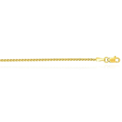 14K Gold 1.5mm Round Spiga Wheat Chain Necklace 16"-30"