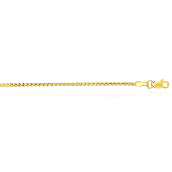 14K Gold 1.5mm Round Spiga Wheat Chain (Solid Links) 16" - 30" - WJD Exclusives