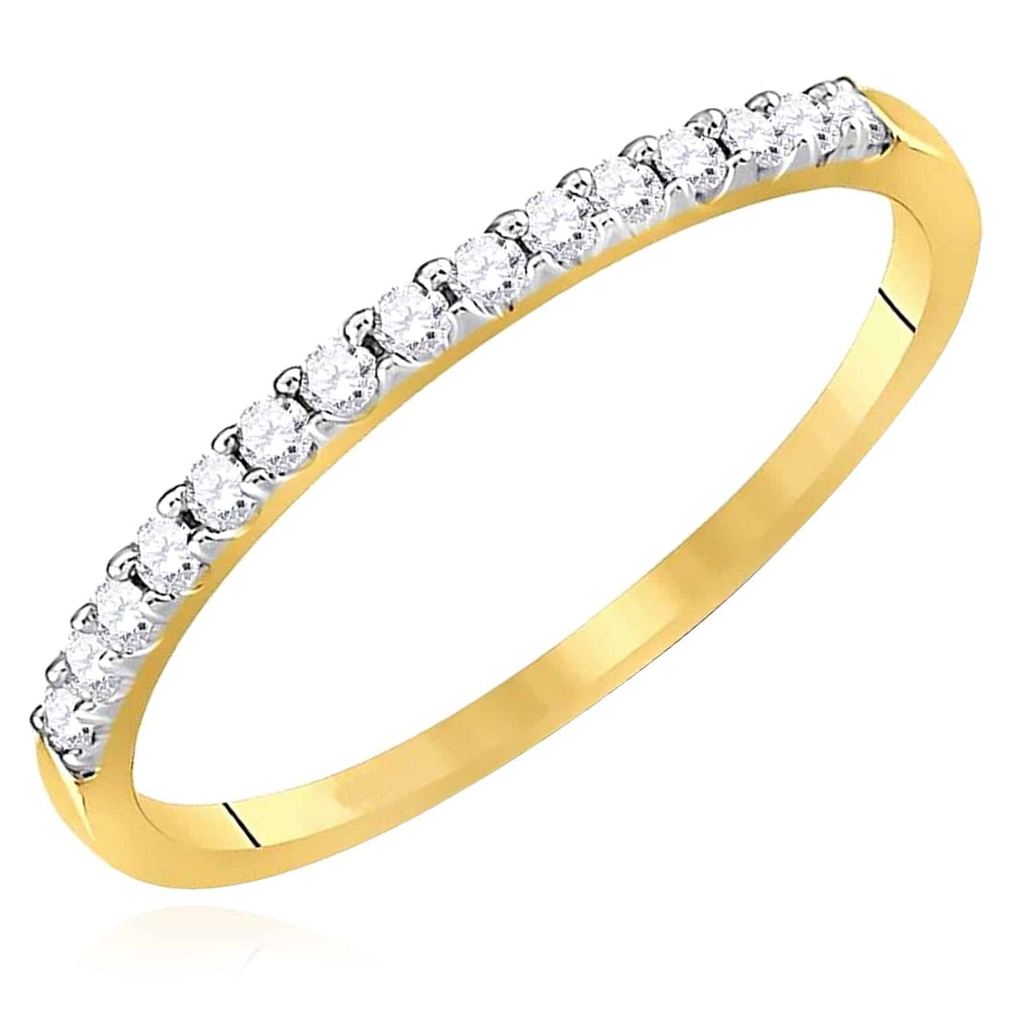 .15CTW Real Diamond 14K Gold Yellow Single Row Wedding Band