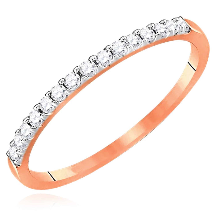 .15CTW Natural Diamond 14K Rose Gold Single Row Wedding Band - WJD Exclusives