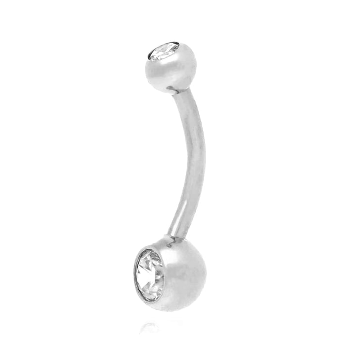 Real 14K Gold CZ Barbell Navel Belly Ring 14G