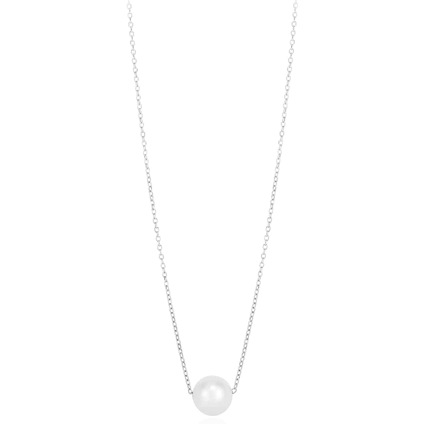 14K Gold Yellow White Rose 7mm Cultured Pearl Solitaire Necklace 16"-18" Adjust.