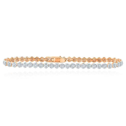2.22CTW Real Diamond 10k Gold Yellow White Rose 4mm Tennis Bracelet 7"