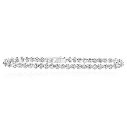 2.22CTW Real Diamond 10k Gold Yellow White Rose 4mm Tennis Bracelet 7"