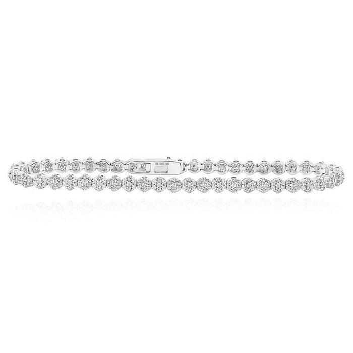 2.22CTW Natural Diamond 10k Gold Yellow White Rose 4mm Tennis Bracelet 7" - WJD Exclusives