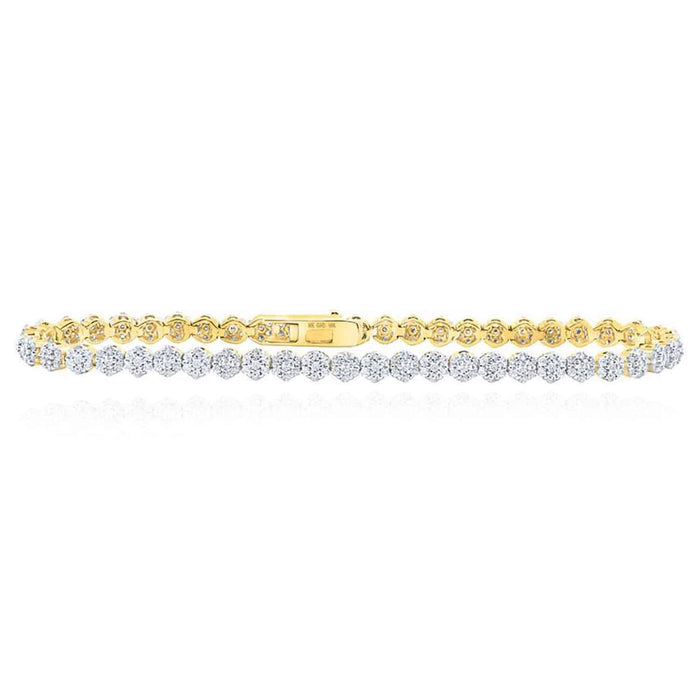 2.22CTW Natural Diamond 10k Gold Yellow White Rose 4mm Tennis Bracelet 7" - WJD Exclusives