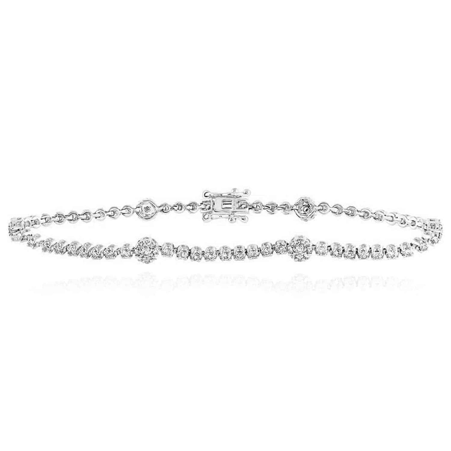 1.44CTW Real Diamond 10K Gold Yellow White Rose Station Tennis Bracelet 7"