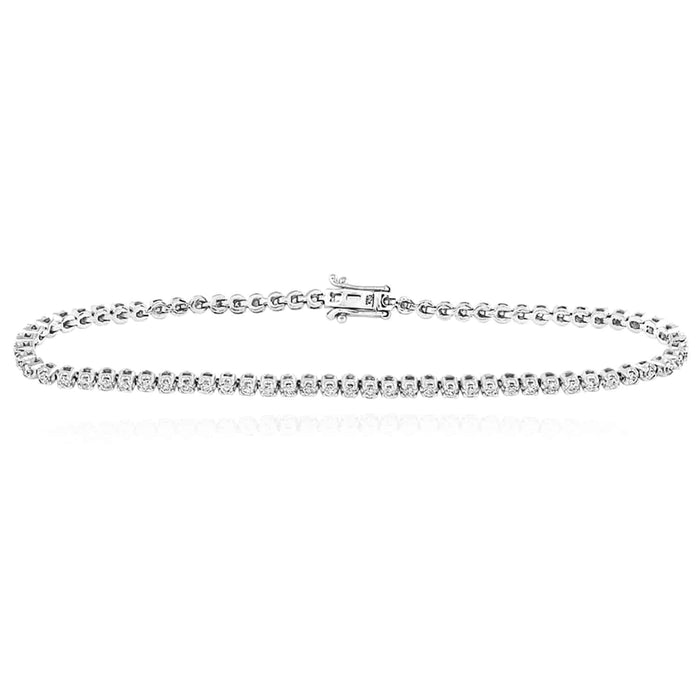 1.22CTW Natural Diamond 10K Gold Yellow White Rose 2mm Tennis Bracelet 7.5" - WJD Exclusives