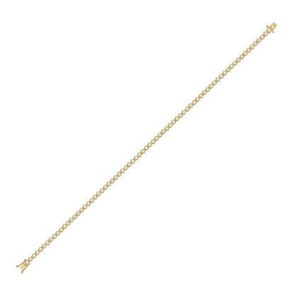 1.22CTW Real Diamond 10K Gold Yellow White Rose 2mm Tennis Bracelet 7.5"