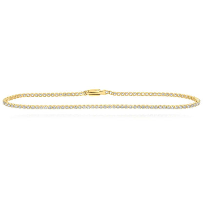 1.20CTW Real Diamond 10K Gold Yellow White Rose 2.5mm Tennis Bracelet 7"