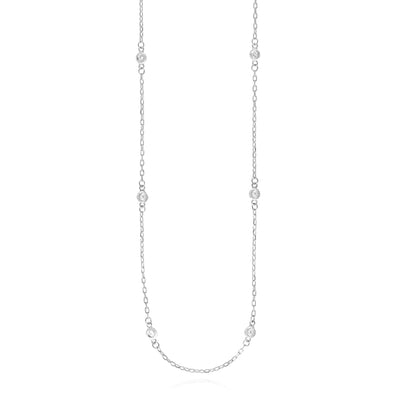 0.24CTW Natural Diamond 14K Yellow White Gold By The Yard Necklace (Solid Links) 20" - 22" Adjustable - WJD Exclusives