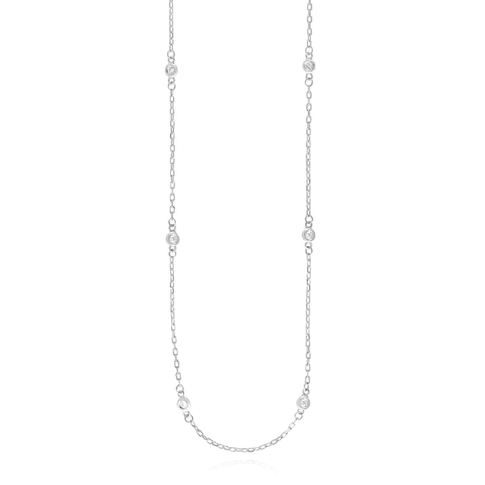 0.24CTW Natural Diamond 14K Yellow White Gold By The Yard Necklace (Solid Links) 20" - 22" Adjustable - WJD Exclusives