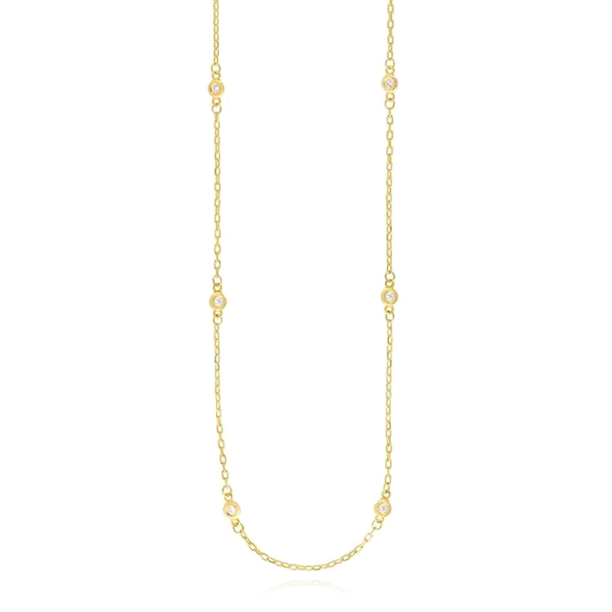 0.24CTW Natural Diamond 14K Yellow White Gold By The Yard Necklace (Solid Links) 20" - 22" Adjustable - WJD Exclusives