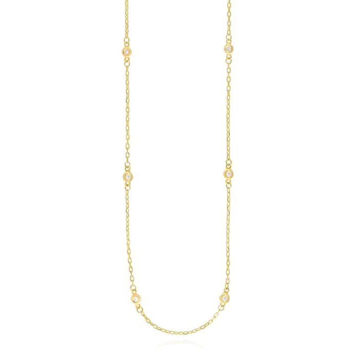 0.24CTW Natural Diamond 14K Yellow White Gold By The Yard Necklace (Solid Links) 20" - 22" Adjustable - WJD Exclusives