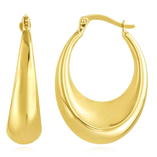 14K Gold Puffed Hinged Hoop Earrings 28.5mm