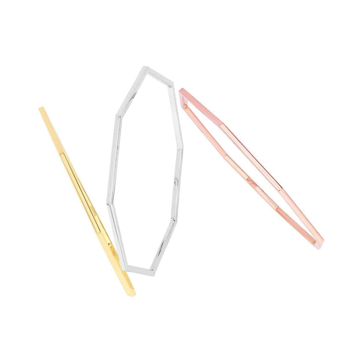 14K Yellow White Rose Gold 2mm Octagon Honeycomb Claspless Bangle Bracelet (Hollow) 7.5" - WJD Exclusives