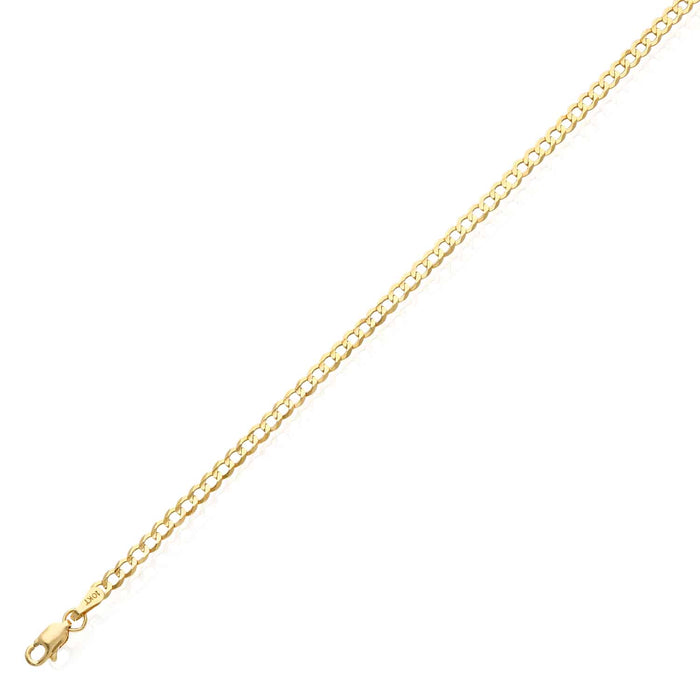 10K Yellow Gold 3mm Cuban Anklet (Solid Links) 10" - WJD Exclusives