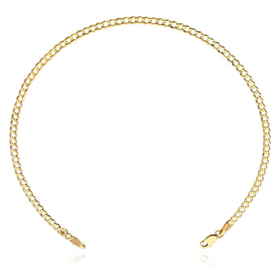10K Yellow Gold 3mm Cuban Anklet (Solid Links) 10" - WJD Exclusives