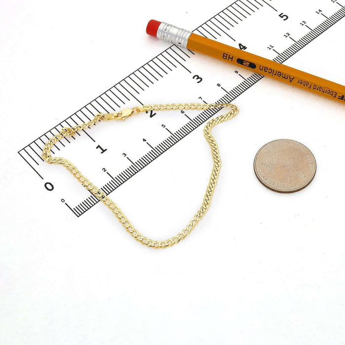 10K Yellow Gold 3mm Cuban Anklet (Solid Links) 10" - WJD Exclusives