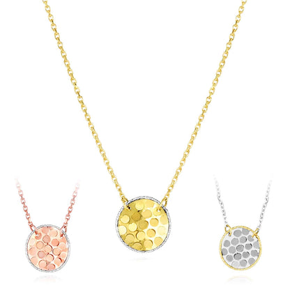 14K Gold Yellow White Rose Confetti Disc Pendant Necklace 16"-18" Adjustable