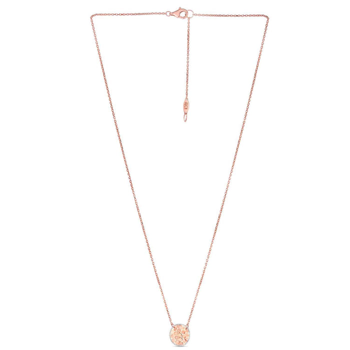 14K Yellow White Rose Gold Confetti Disc Necklace (Hollow) 16" - 18" Adjustable - WJD Exclusives