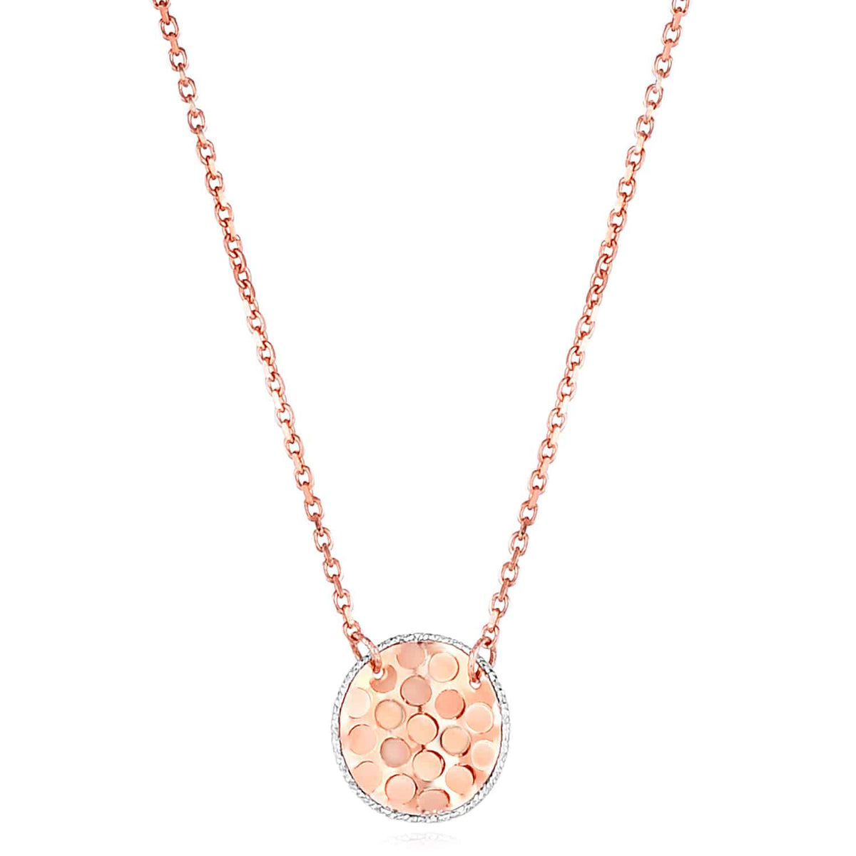 14K Yellow White Rose Gold Confetti Disc Necklace (Hollow) 16" - 18" Adjustable - WJD Exclusives