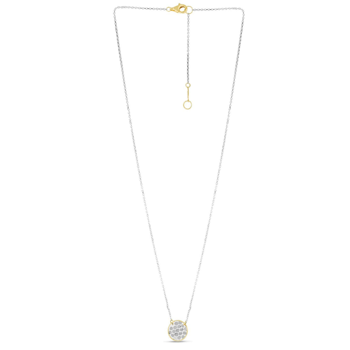 14K Yellow White Rose Gold Confetti Disc Necklace (Hollow) 16" - 18" Adjustable - WJD Exclusives