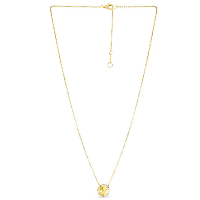 14K Yellow White Rose Gold Confetti Disc Necklace (Hollow) 16" - 18" Adjustable - WJD Exclusives