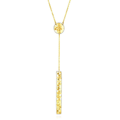 14K Gold Confetti Lariat Pendant Necklace 16"-18" Adjustable