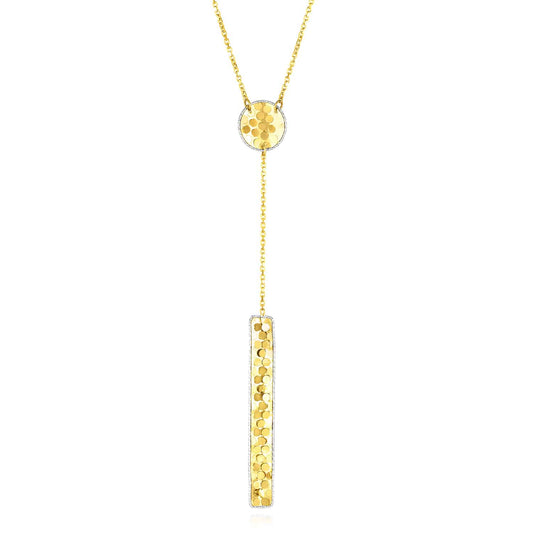 14K Gold Confetti Lariat Pendant Necklace 16"-18" Adjustable