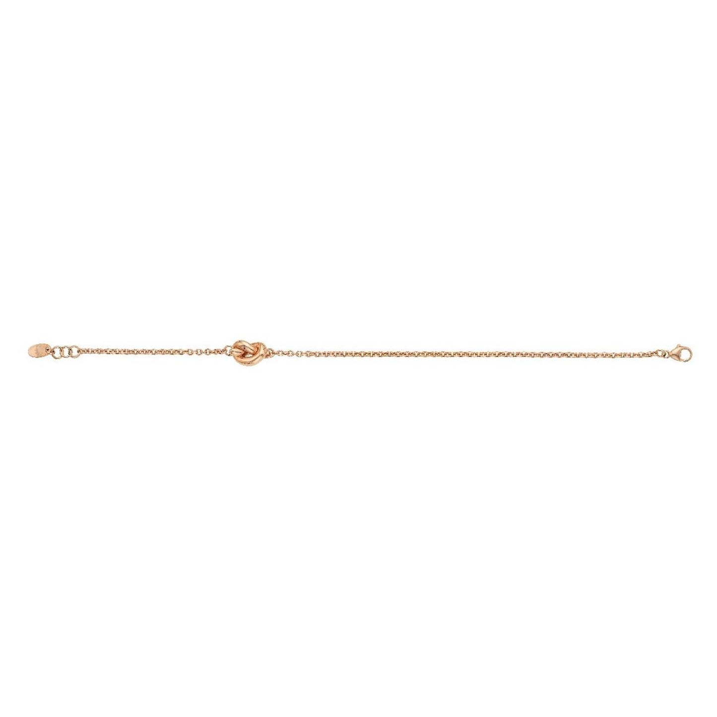 14K Gold Puffed Love Knot Cable Bracelet 7"