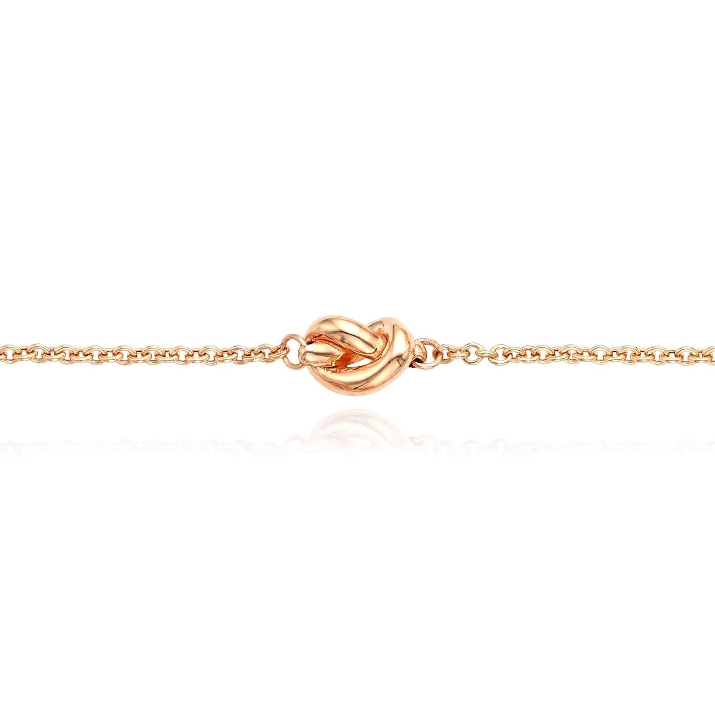 14K Gold Puffed Love Knot Cable Bracelet 7"