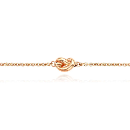 14K Gold Puffed Love Knot Cable Bracelet 7"