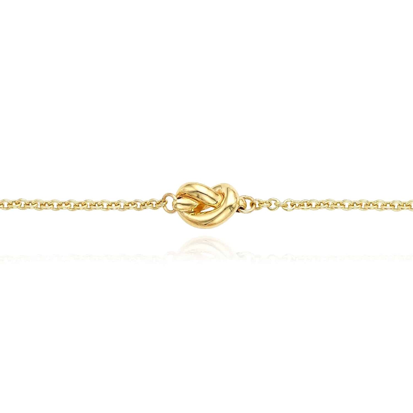 14K Gold Puffed Love Knot Cable Bracelet 7"